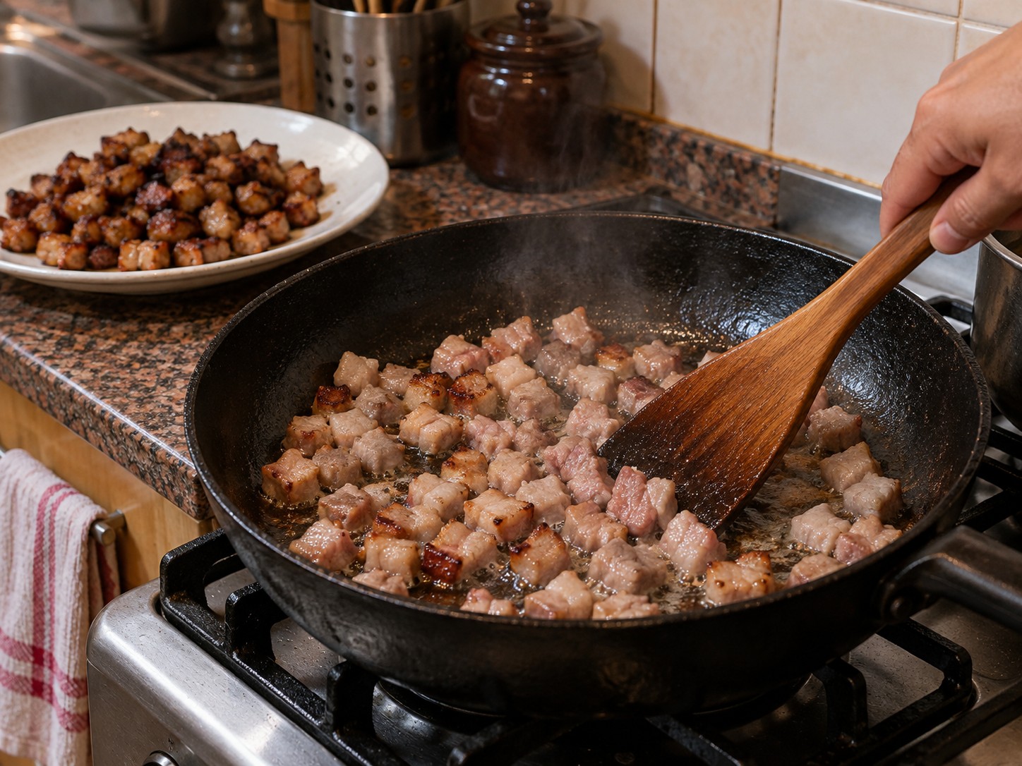 Filipino Pork Sisig — I-sear ang pangalawang batch