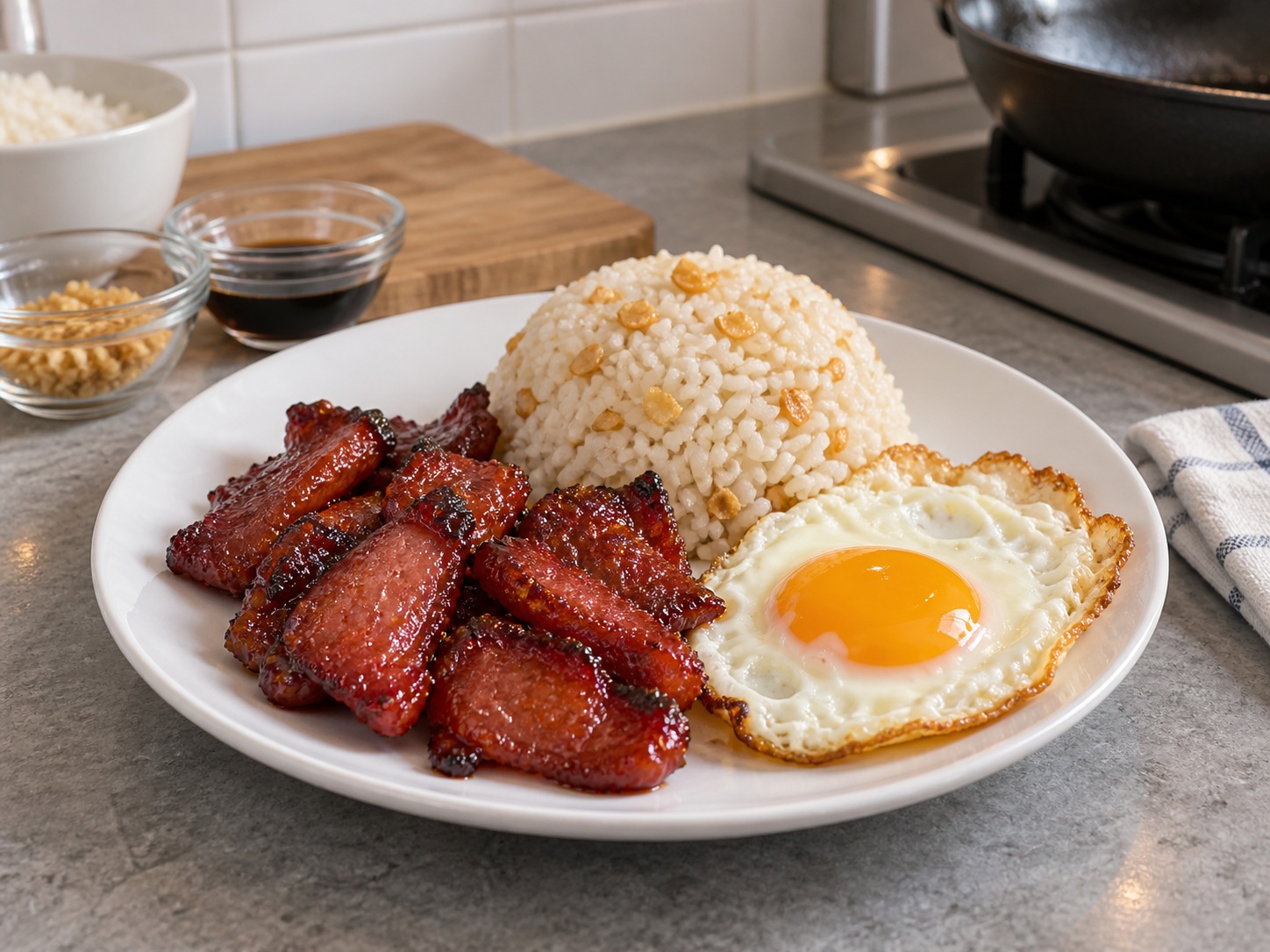 Tocino Babi Silog Filipina — hidangan selesai