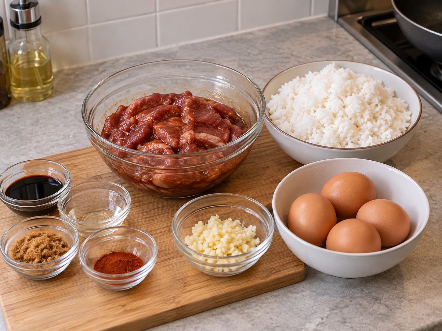 Tocino Babi Silog Filipina — Siapkan nasi bawang