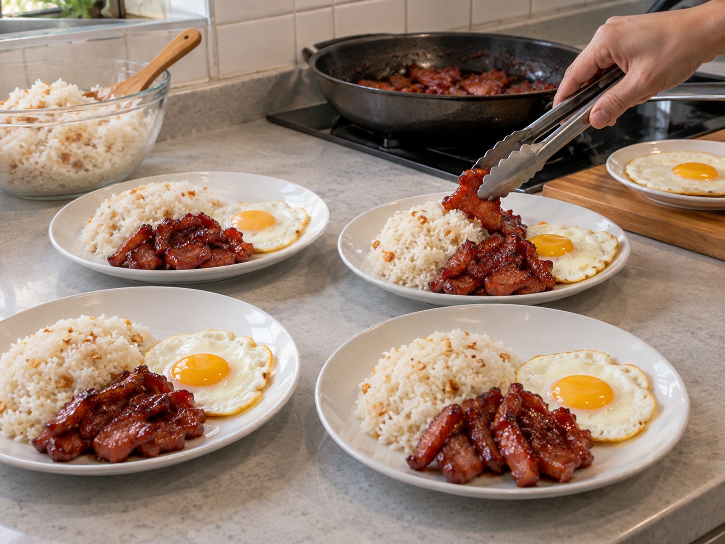 Tocino Babi Silog Filipina — Bagi empat porsi