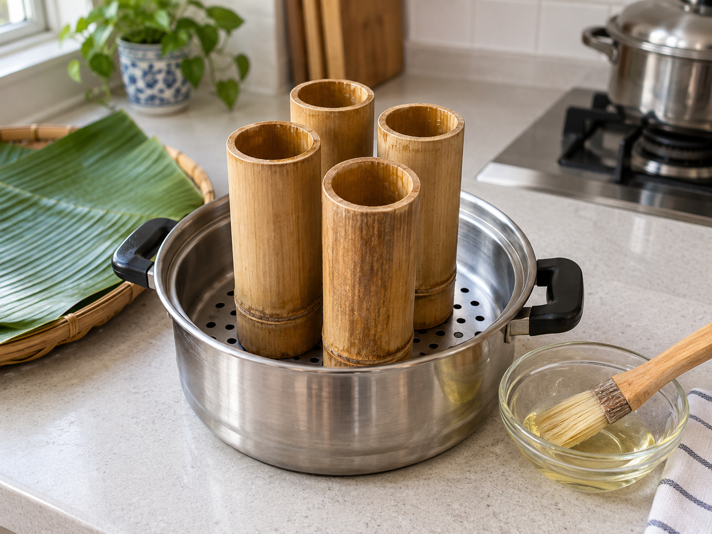 菲律賓紫糯米筒糕 Puto Bumbong — 竹筒輕塗油