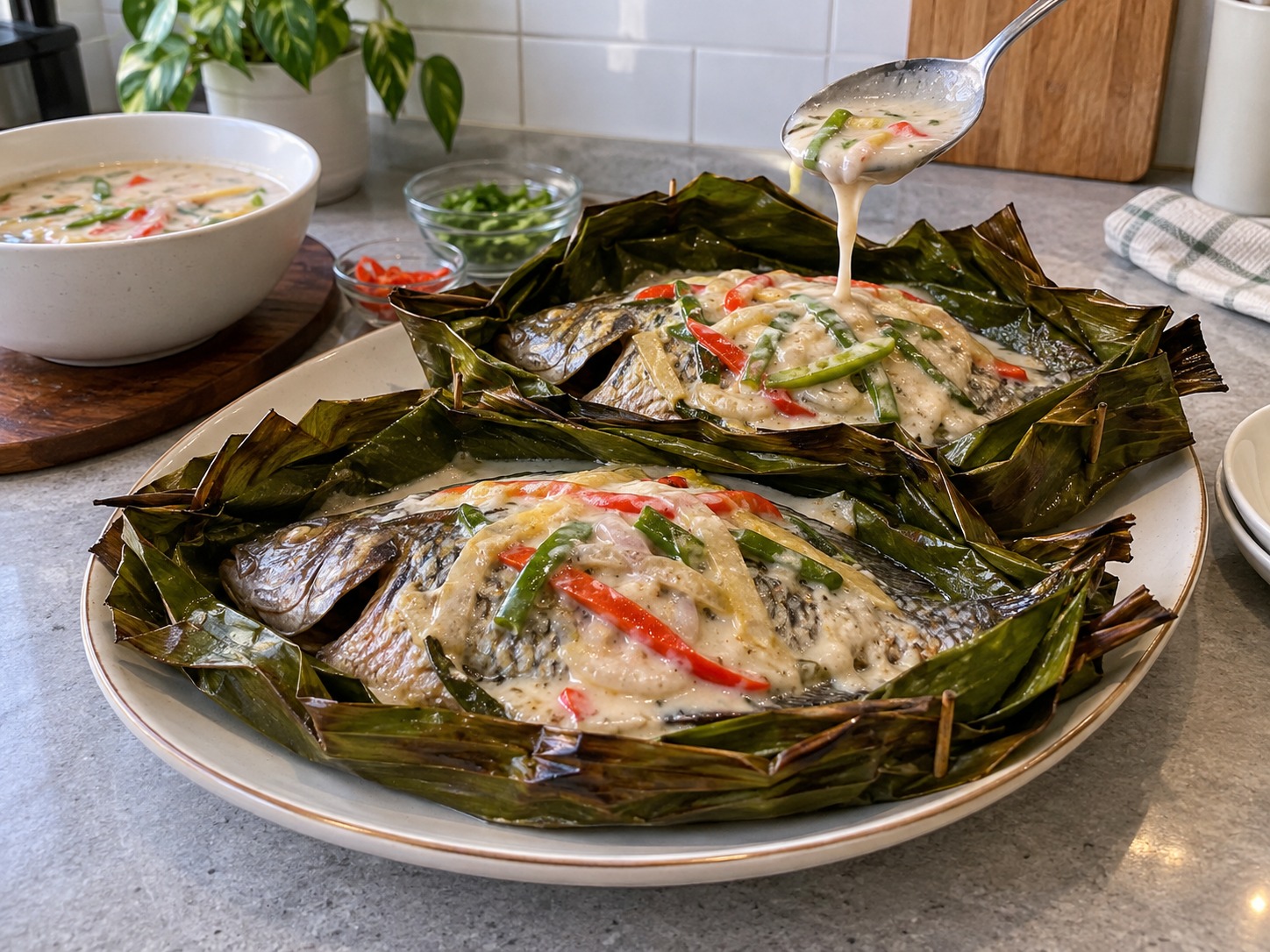菲律賓椰汁香葉釀羅非魚 — 完成圖