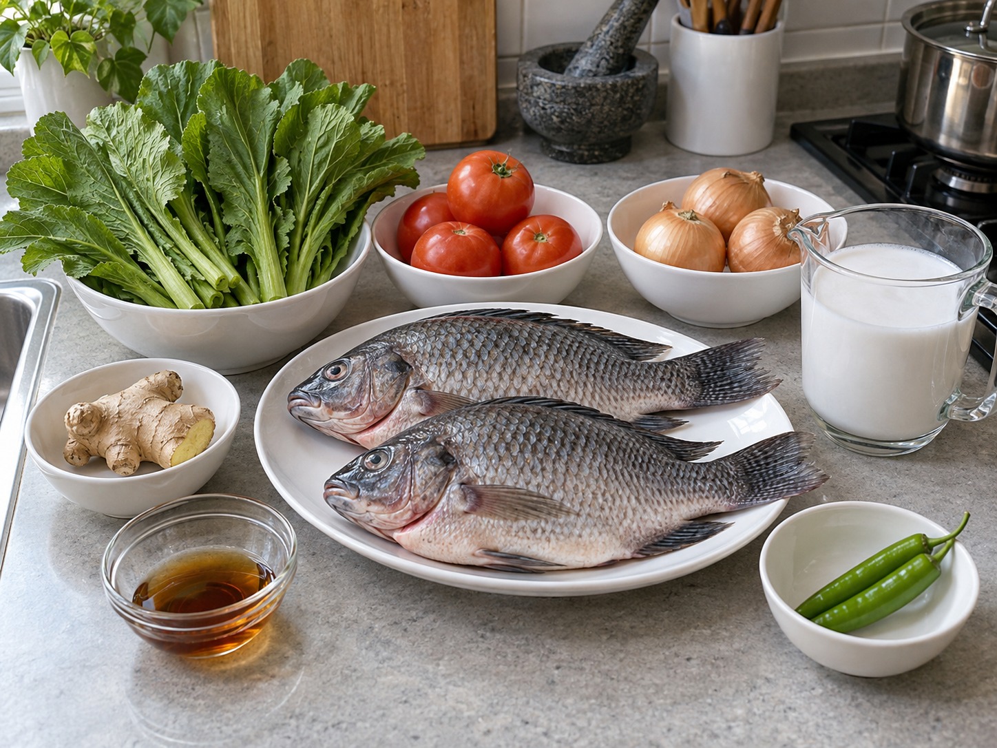 菲律賓椰汁香葉釀羅非魚 — 材料