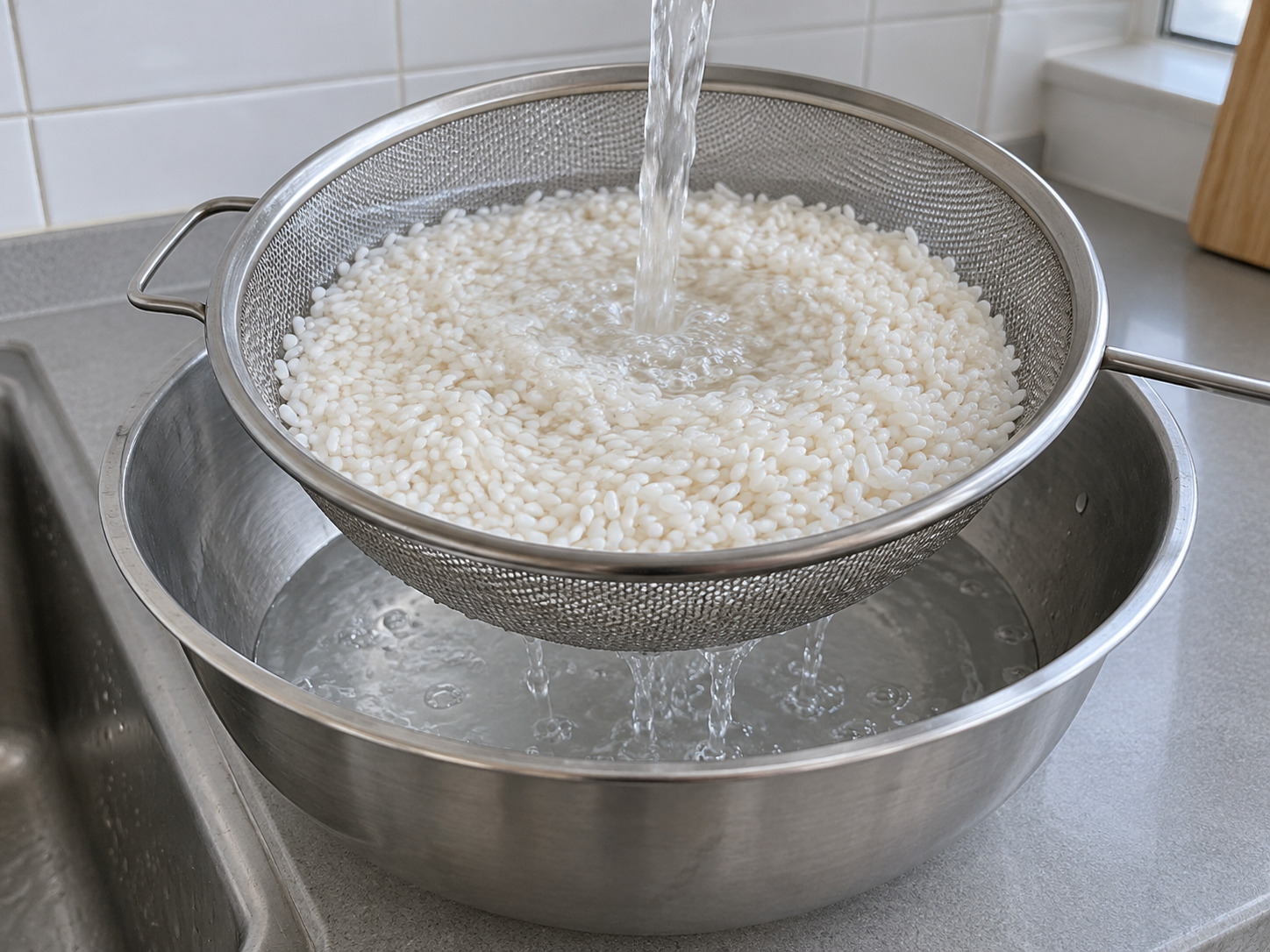 菲律賓椰香糯米葉包 Suman — 把糯米沖洗至水大致清澈