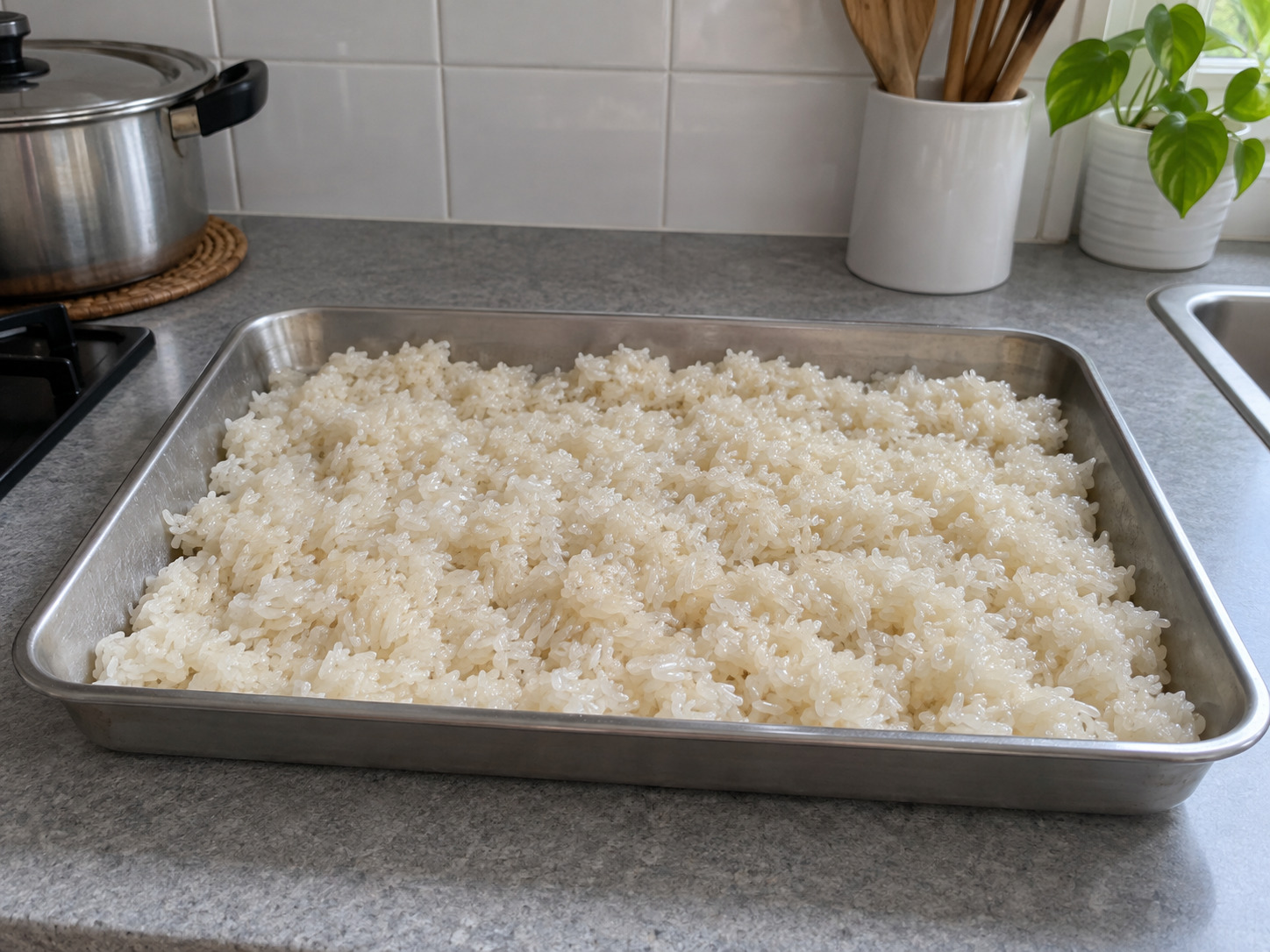 菲律賓椰香糯米葉包 Suman — 熄火攤開糯米