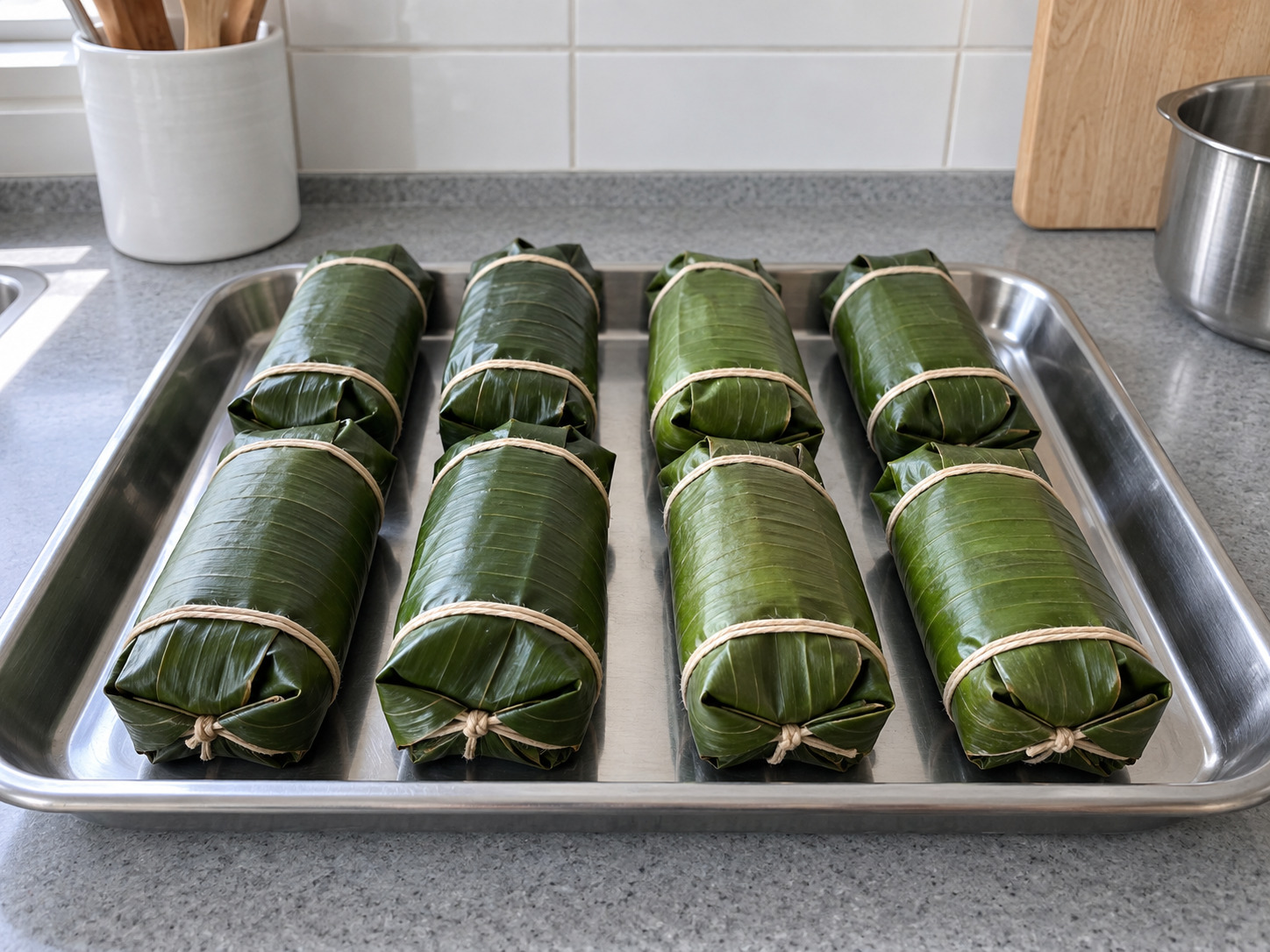 菲律賓椰香糯米葉包 Suman — 香蕉葉鬆鬆捲起