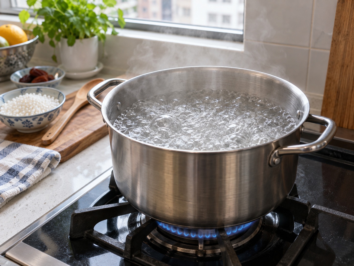 Tahu Sutra dengan Sirup Filipina — Didihkan air lebih dahulu