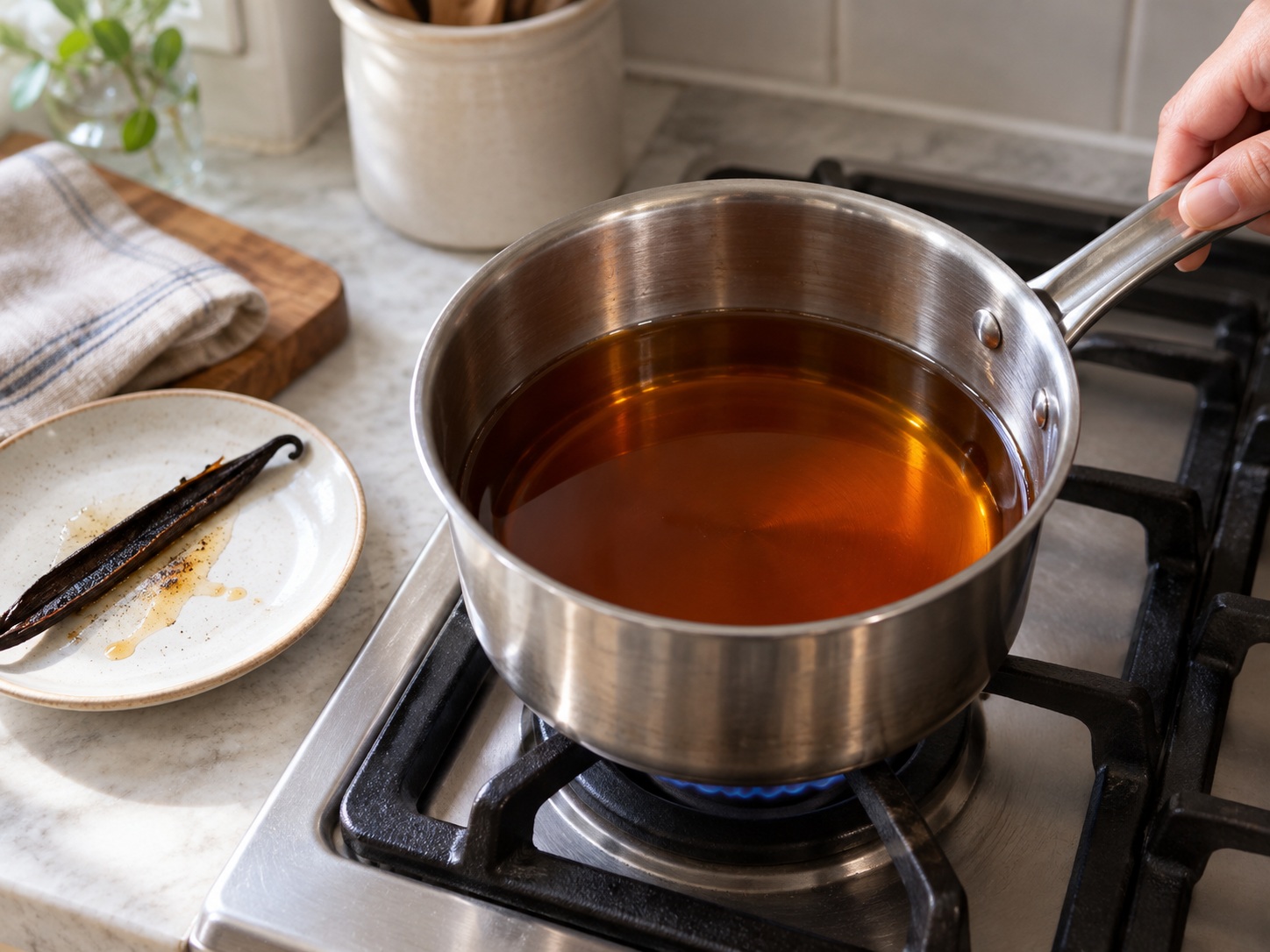 Tahu Sutra dengan Sirup Filipina — Jaga sirup tetap hangat