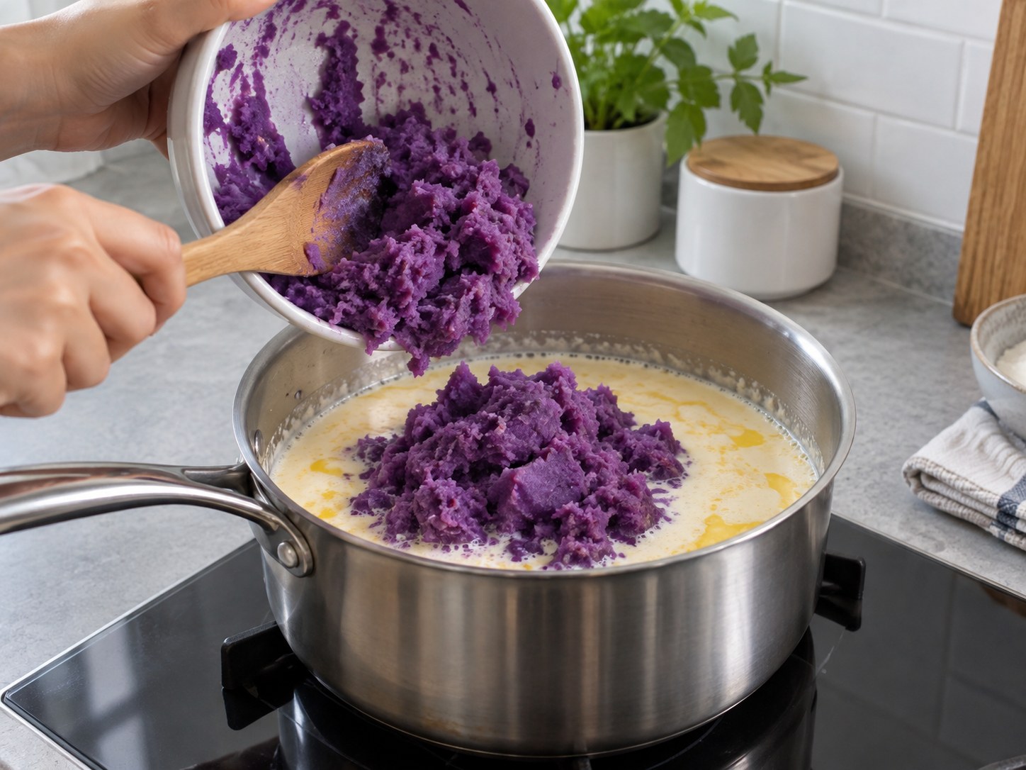 Filipino Ube Halaya — Add the ube