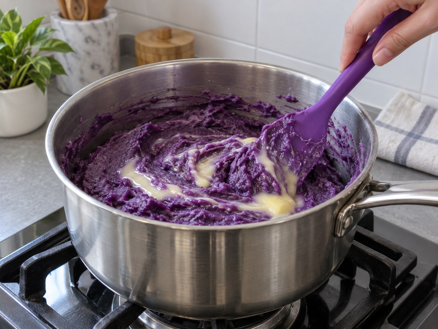 Filipino Ube Halaya — Fold until uniform