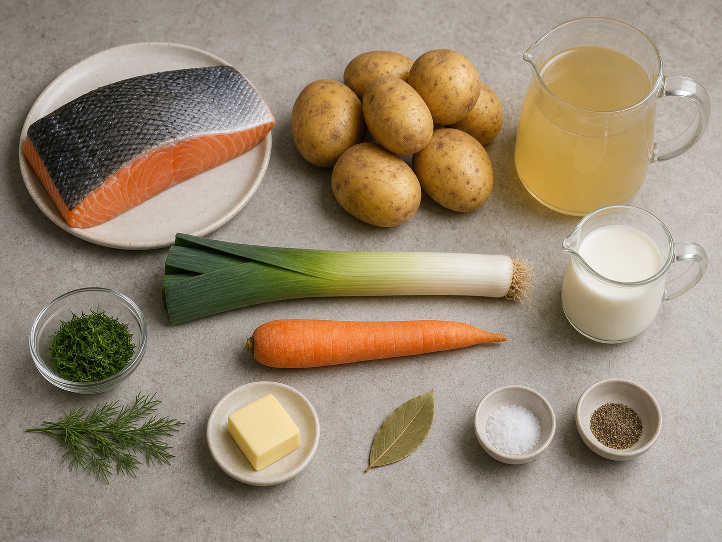 Finnish Salmon, Potato and Dill Soup — ingredients overview