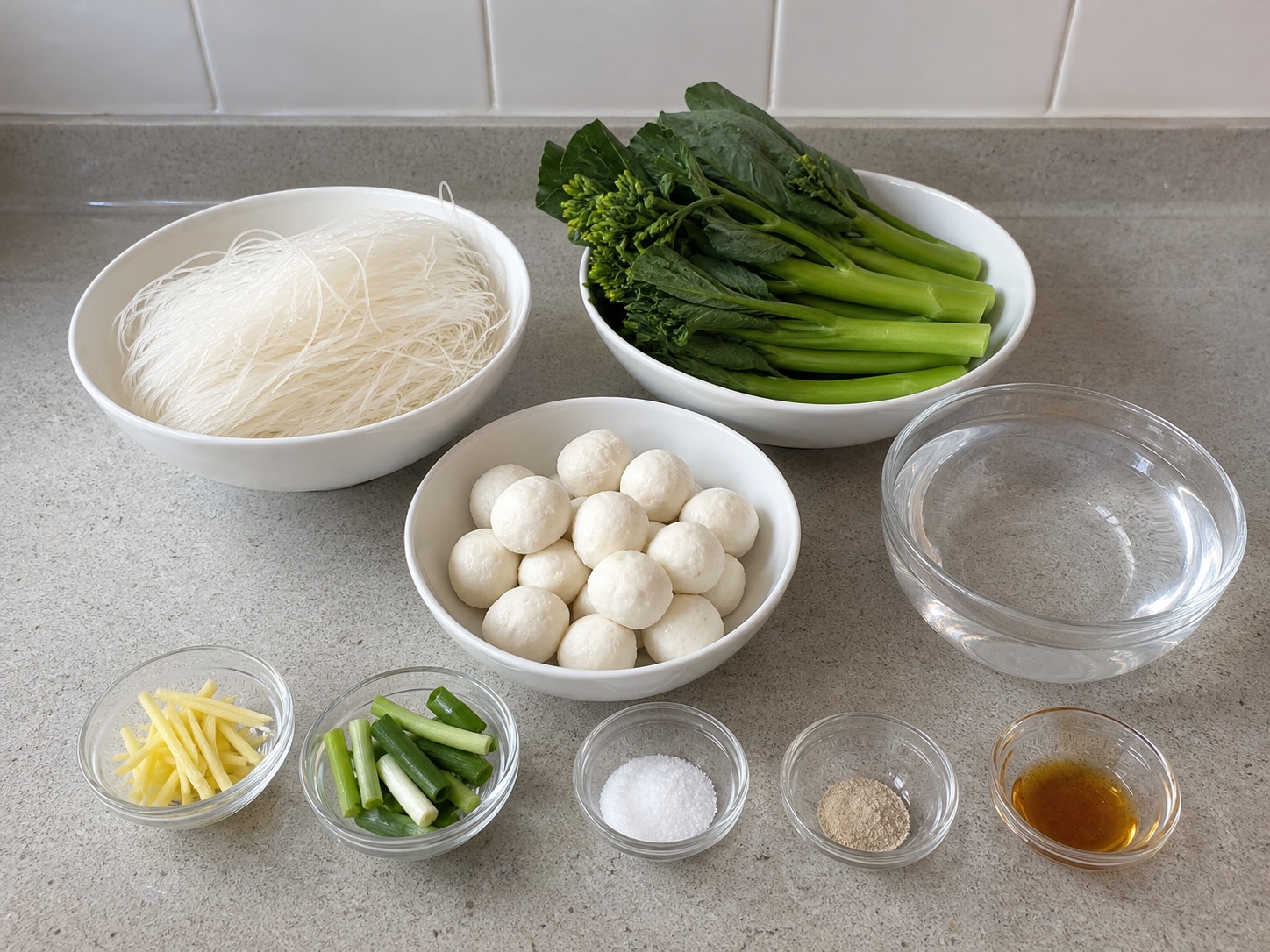 Sup Bihun Bakso Ikan — ringkasan bahan