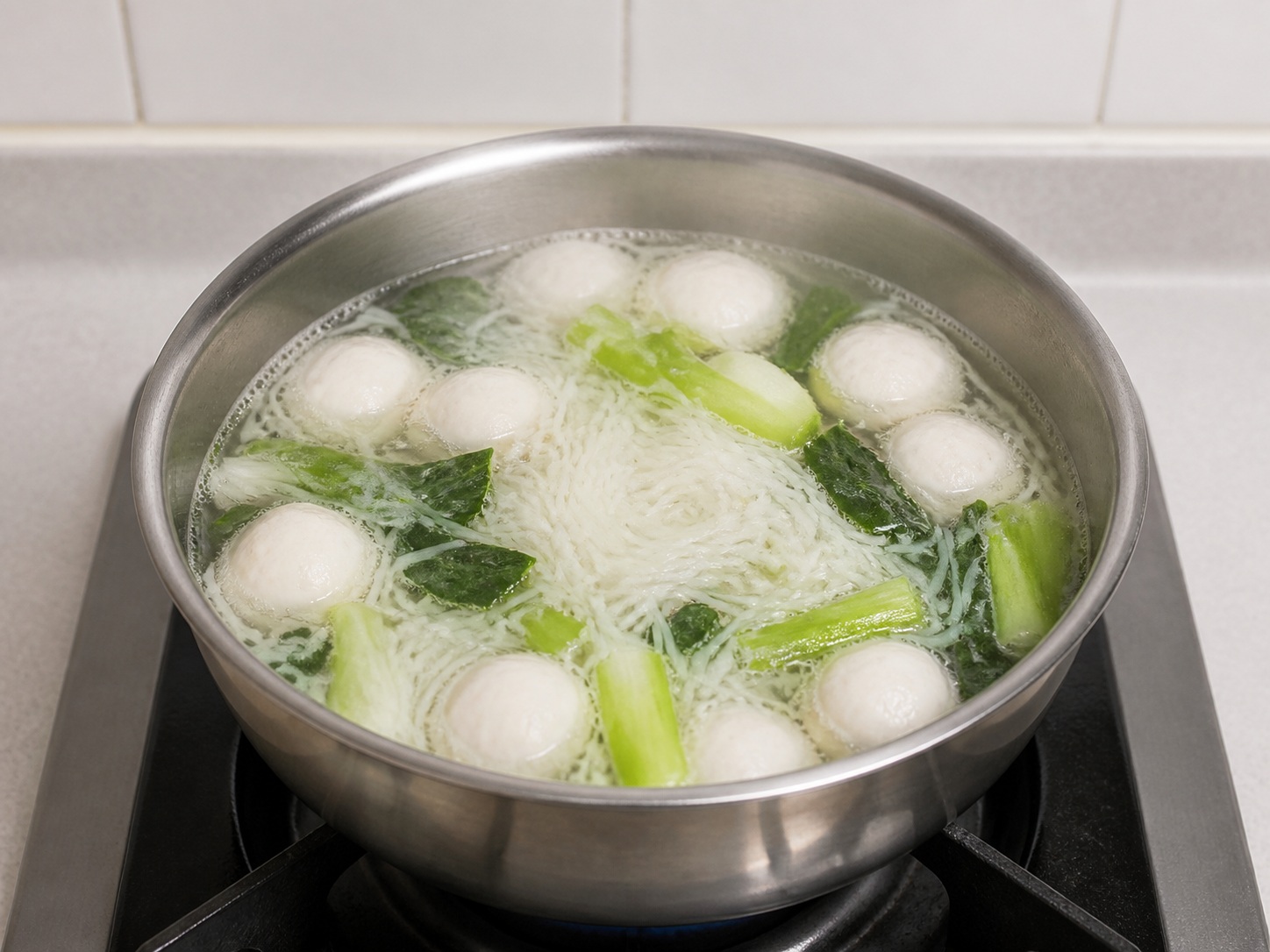Sup Bihun Bakso Ikan — Masak bihun dua menit
