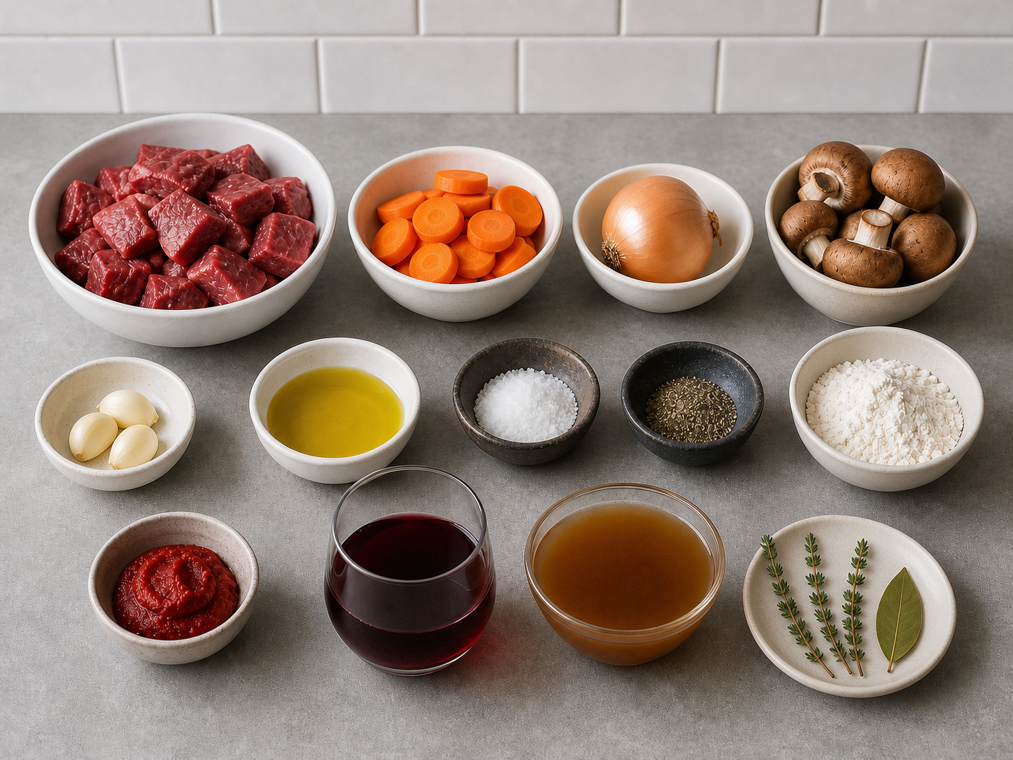 French Beef Bourguignon-Style Stew — ingredient overview