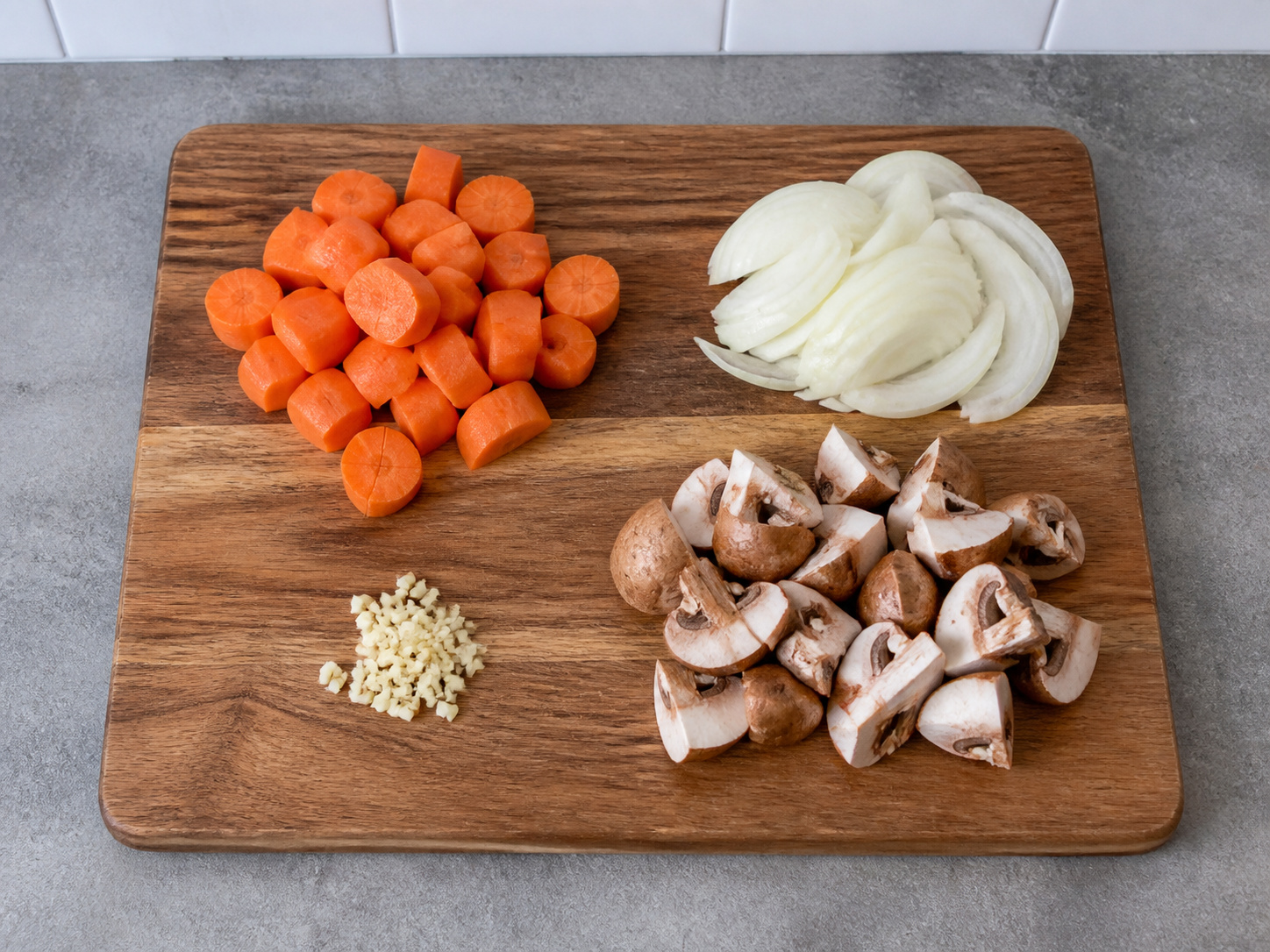 French Beef Bourguignon-Style Stew — Prepare the vegetables