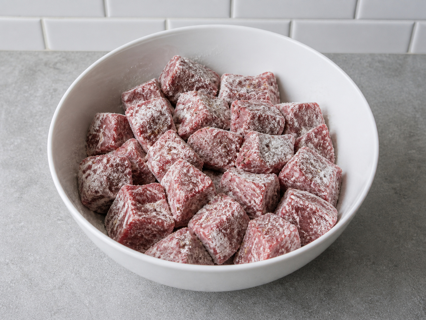 French Beef Bourguignon-Style Stew — Season and flour