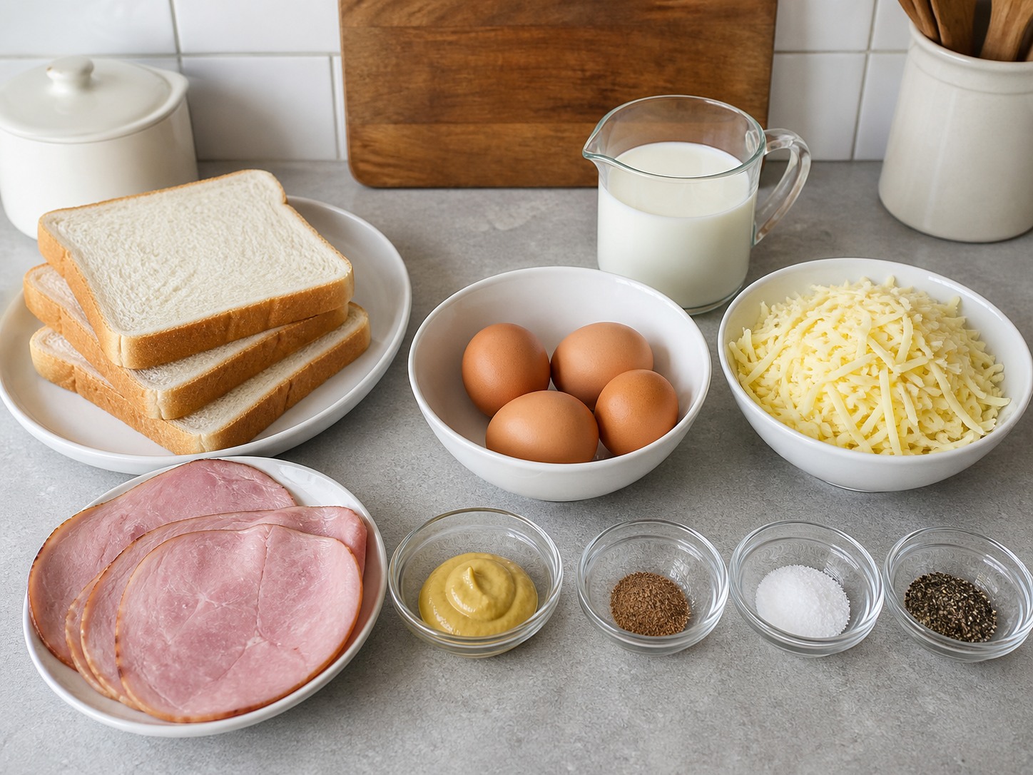 French Croque Monsieur Breakfast Bake — ingredients overview