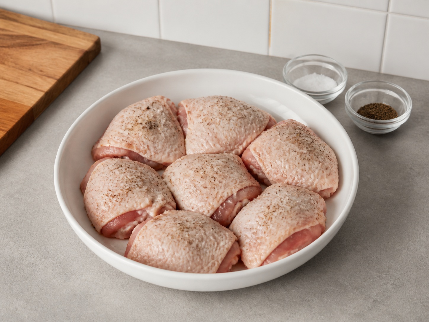 French Tarragon Chicken with Peas — Season the chicken: Season both sides of the chicken evenly with salt and black pepper.