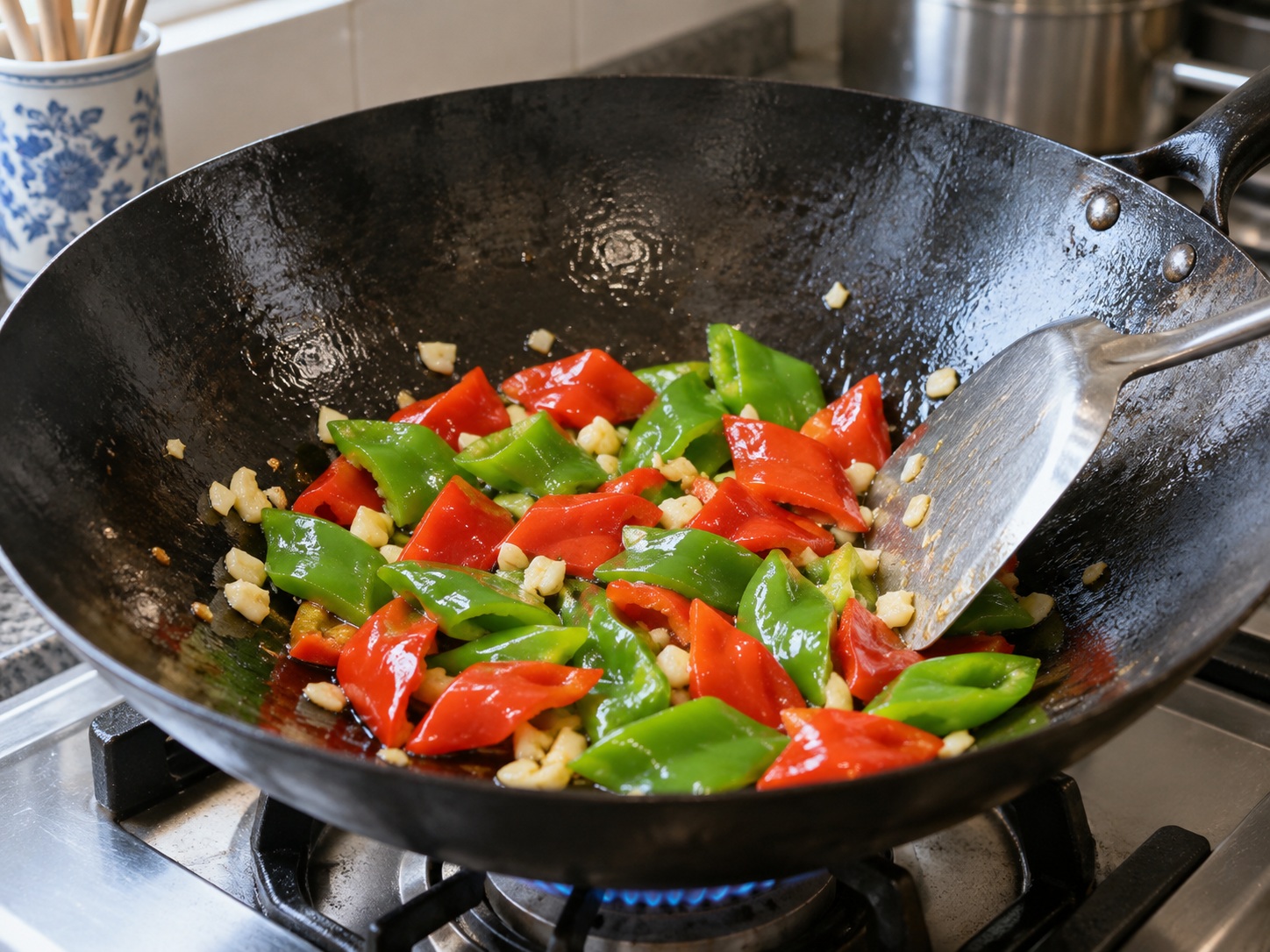 福建荔枝肉 — 炒香蒜椒