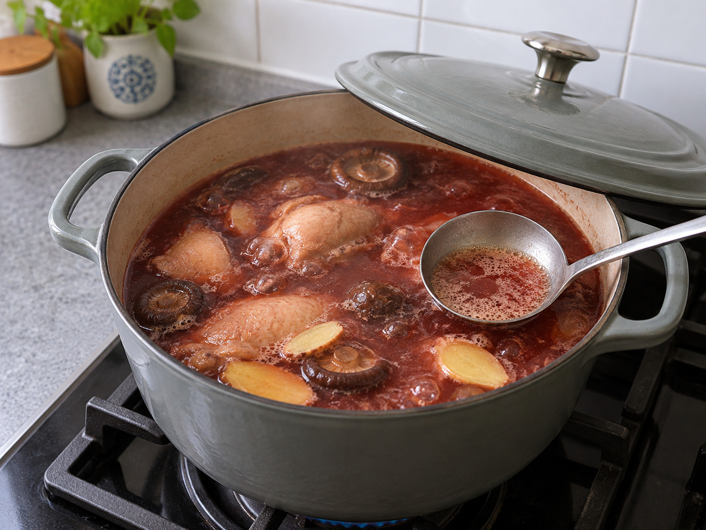 Fujian Red Rice Wine Lees Chicken Soup — Simmer soup