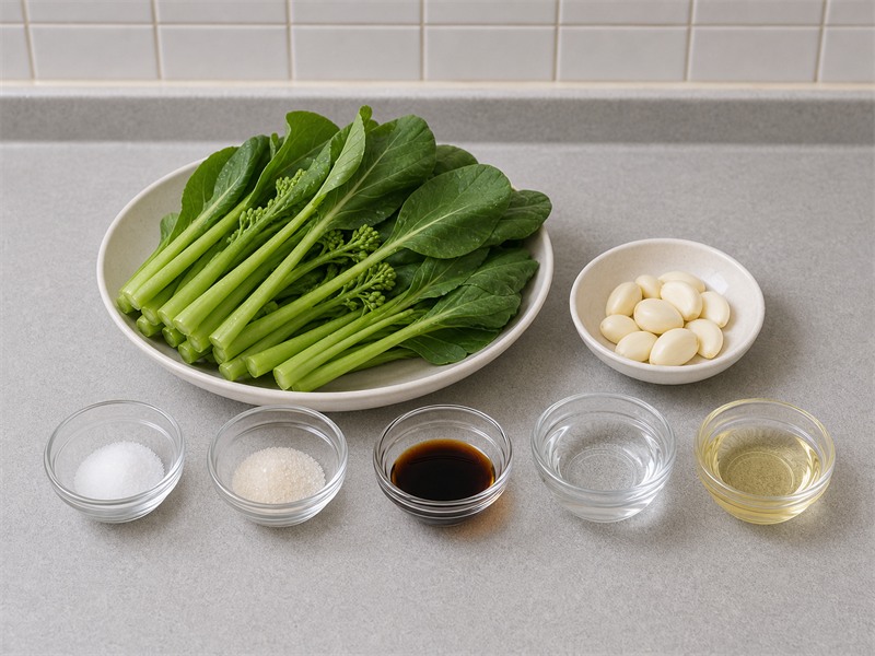 蒜蓉炒菜心主要材料總覽