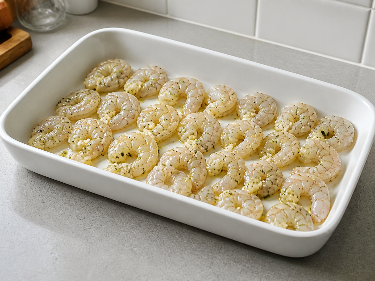 Udang Panggang Bawang Putih Lemon dengan Tepung Roti: Tata bahan