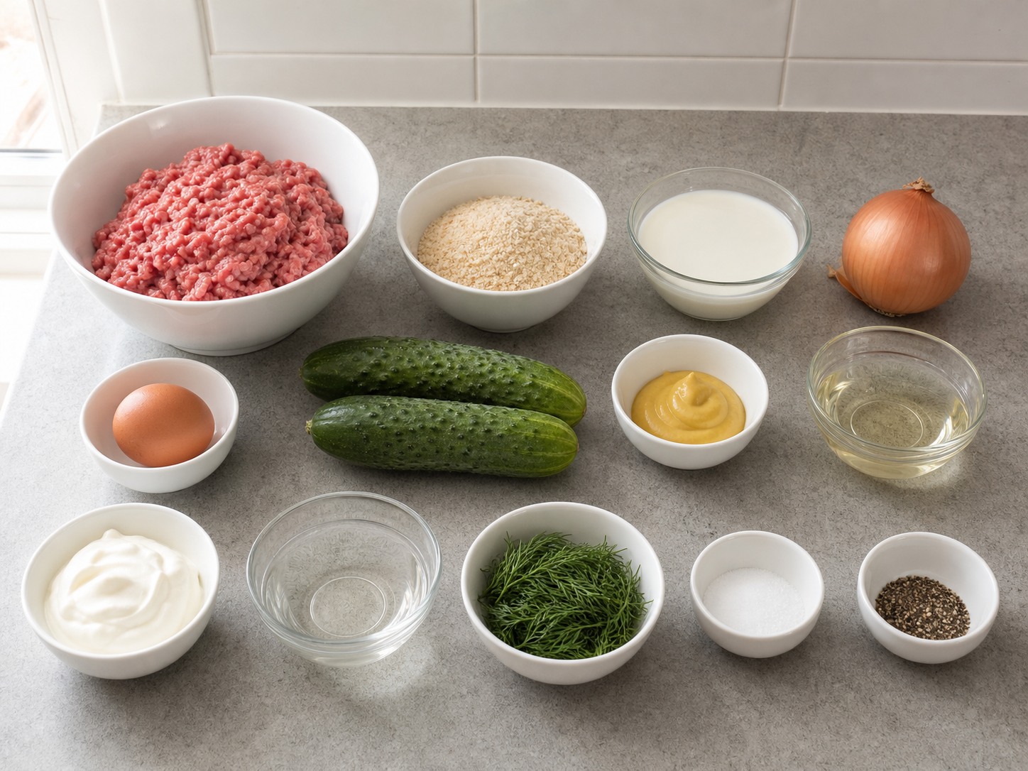 Frikadellen Babi Jerman dengan Salad Mentimun — ringkasan bahan
