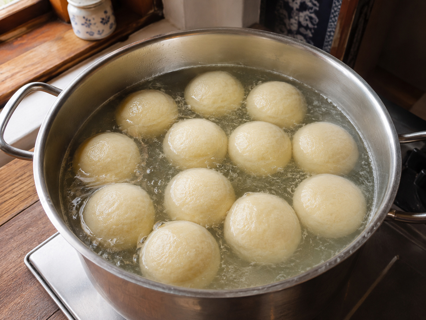 German Potato Dumplings na may Mushroom Ragout — Lutuin ang dumpling nang dalawang minuto matapos lumutang