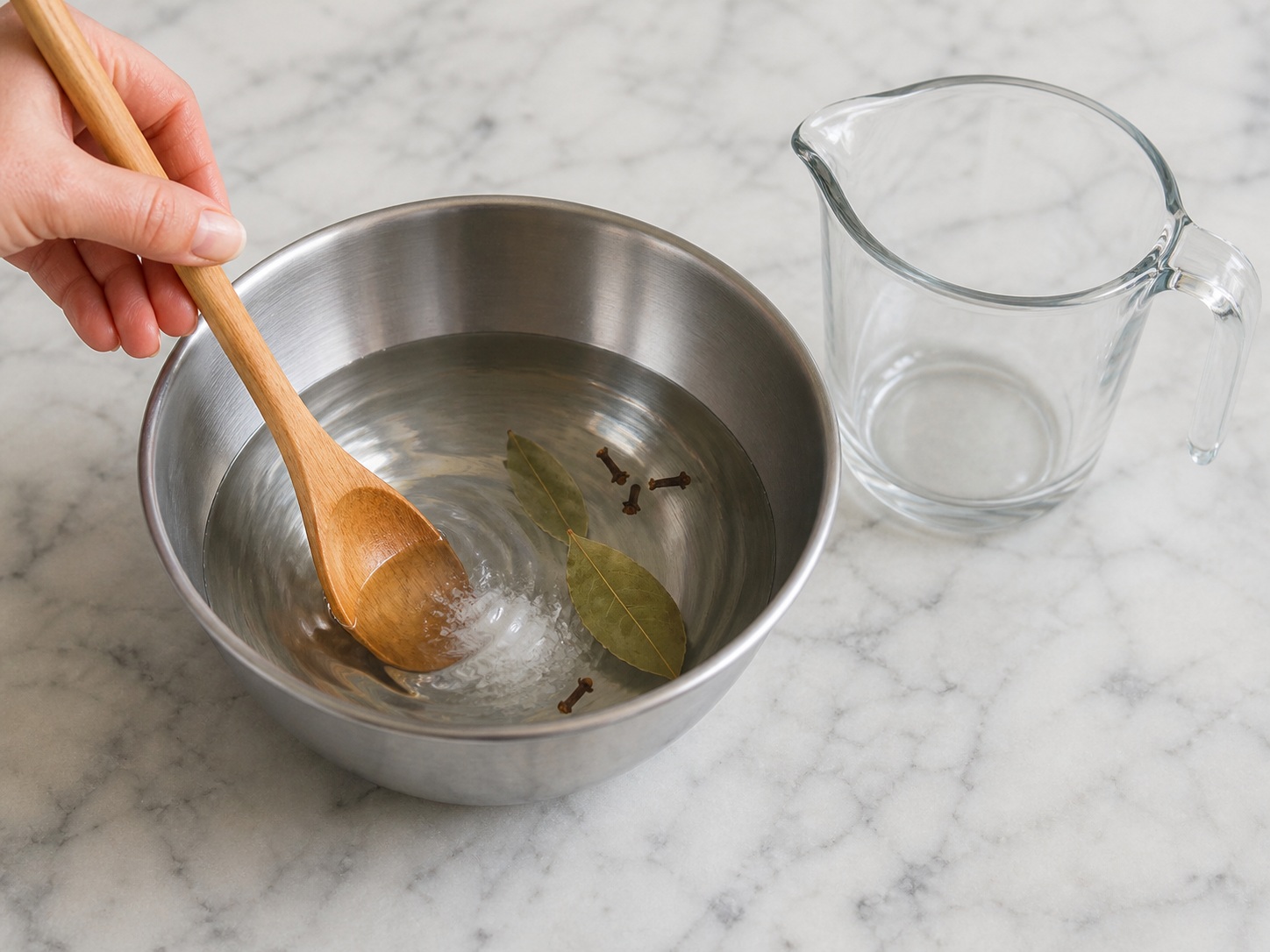 Prepare the vinegar marinade: Prepare the vinegar marinade. Use the listed ingredients and the appropriate household tool in order; confirm the food has reached the described state before continuing.