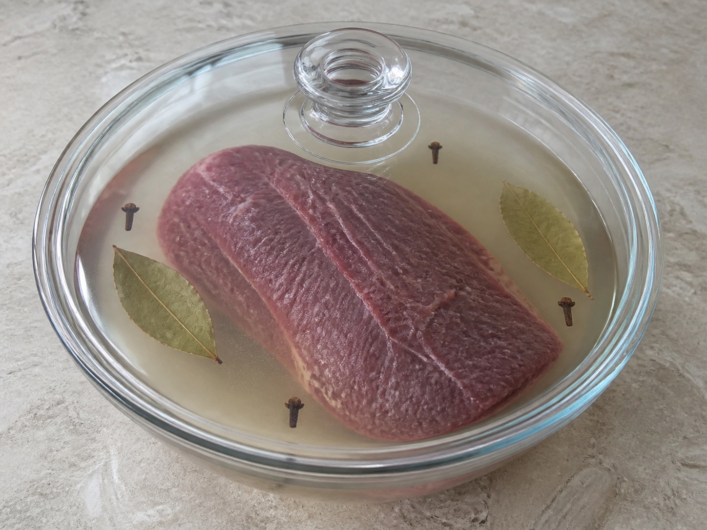 Marinate beef overnight: Marinate beef overnight. Use the listed ingredients and the appropriate household tool in order; confirm the food has reached the described state before continuing.