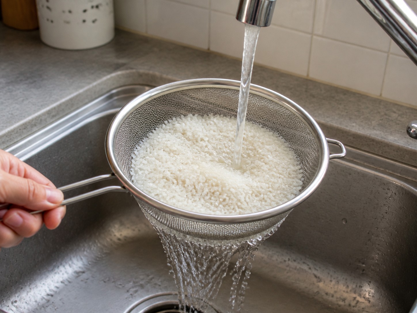 Ginger Fish Fillet Congee — step 4: Rinse and drain rice