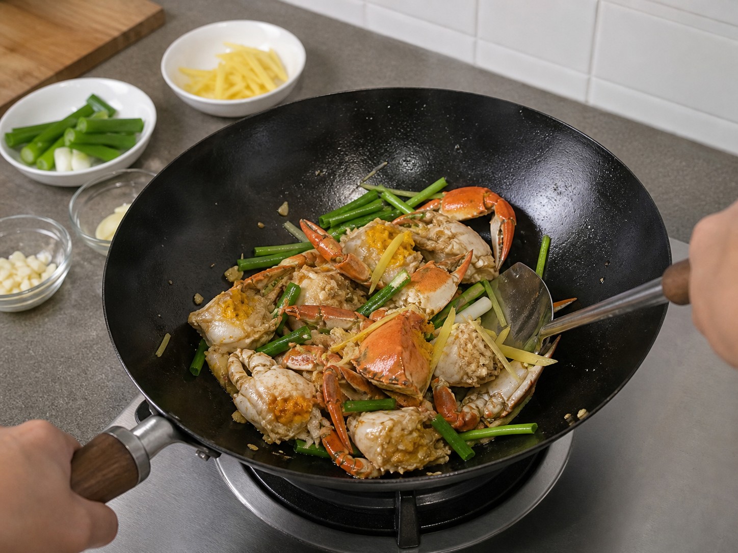 Kepiting Tumis Jahe dan Daun Bawang — Kembalikan kepiting
