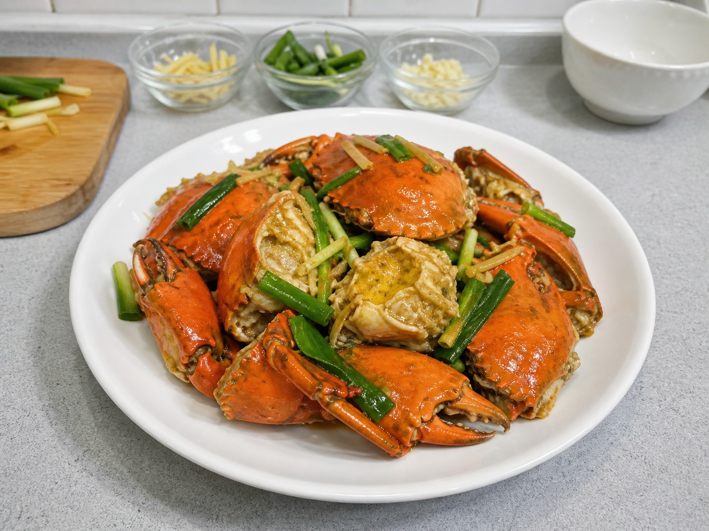 Kepiting Tumis Jahe dan Daun Bawang — Selesaikan dan sajikan