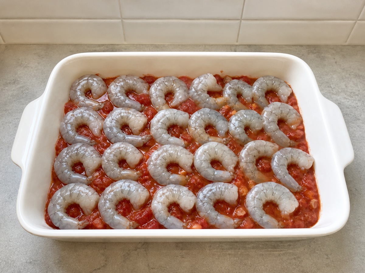 Udang Panggang ala Yunani dengan Tomat dan Feta — Tata udang