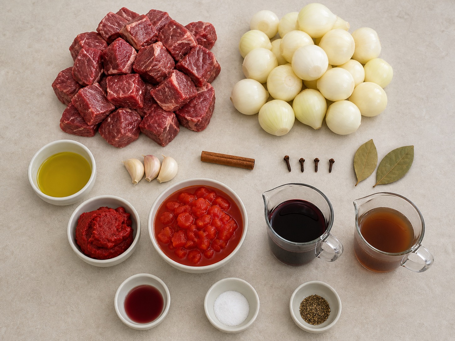 Stifado Daging Sapi Yunani dengan Bawang Kecil — ingredients overview