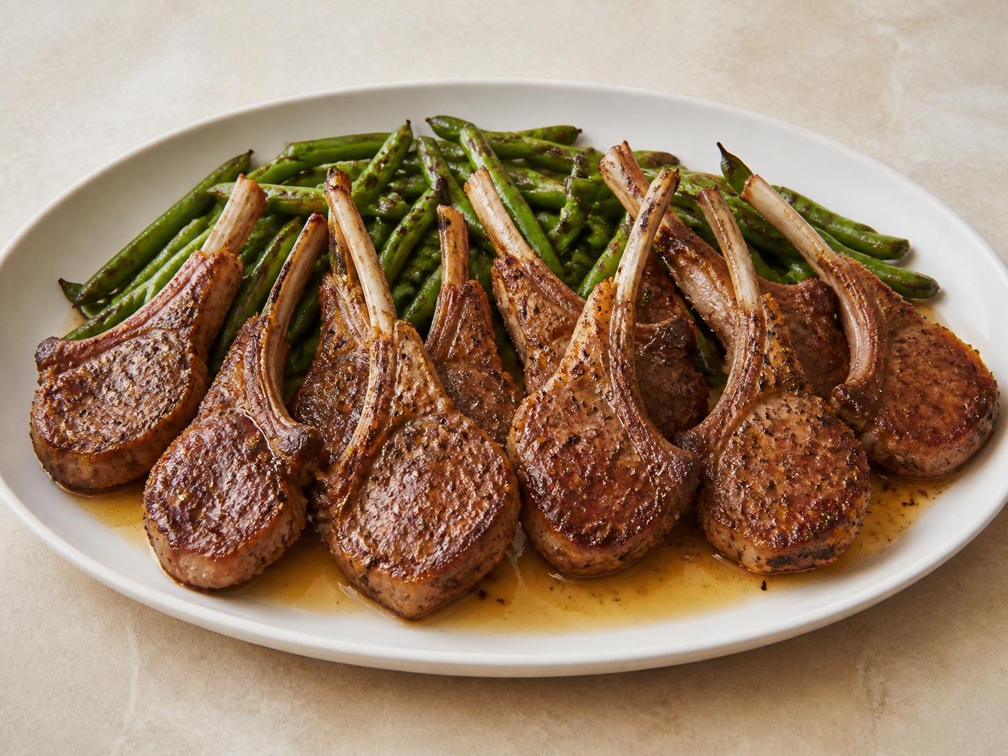 Lamb Chop Lemon-Oregano ala Yunani dengan Buncis — hidangan jadi