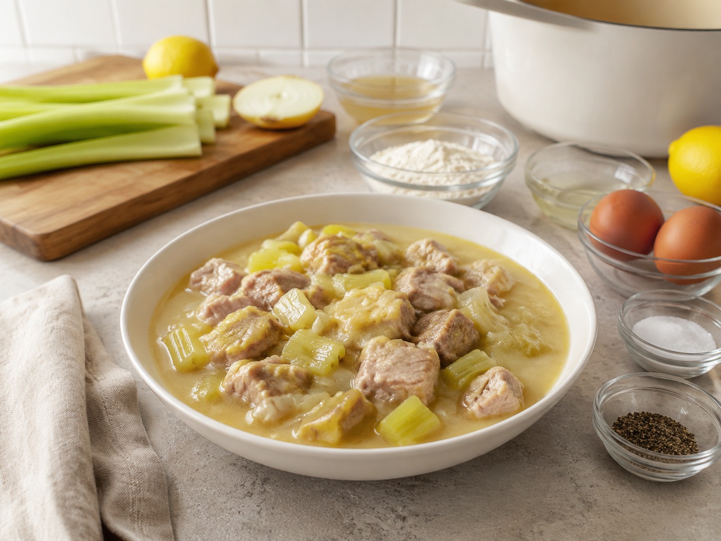 Semur Babi Seledri Lemon Yunani — finished dish