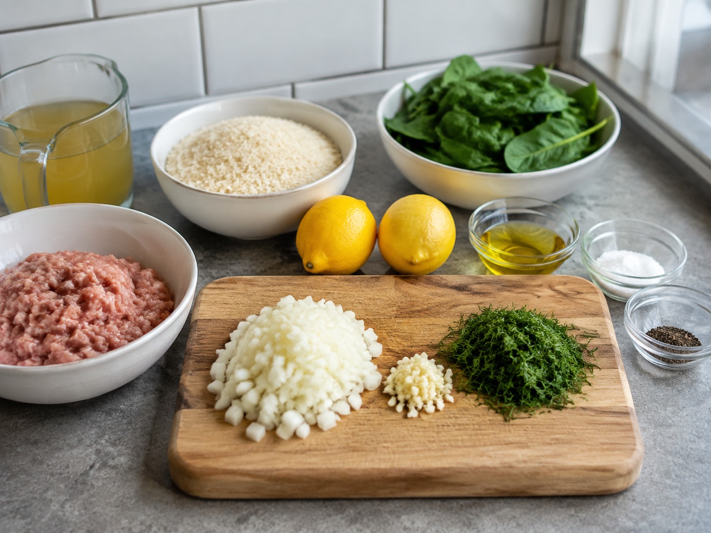 Greek Turkey, Spinach at Dill Rice — Tadtarin ang sibuyas, bawang, at dill