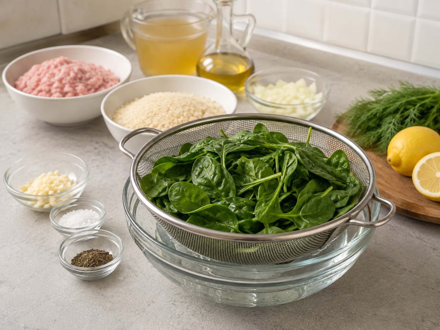 Greek Turkey, Spinach at Dill Rice — Hugasan at patuluin ang spinach