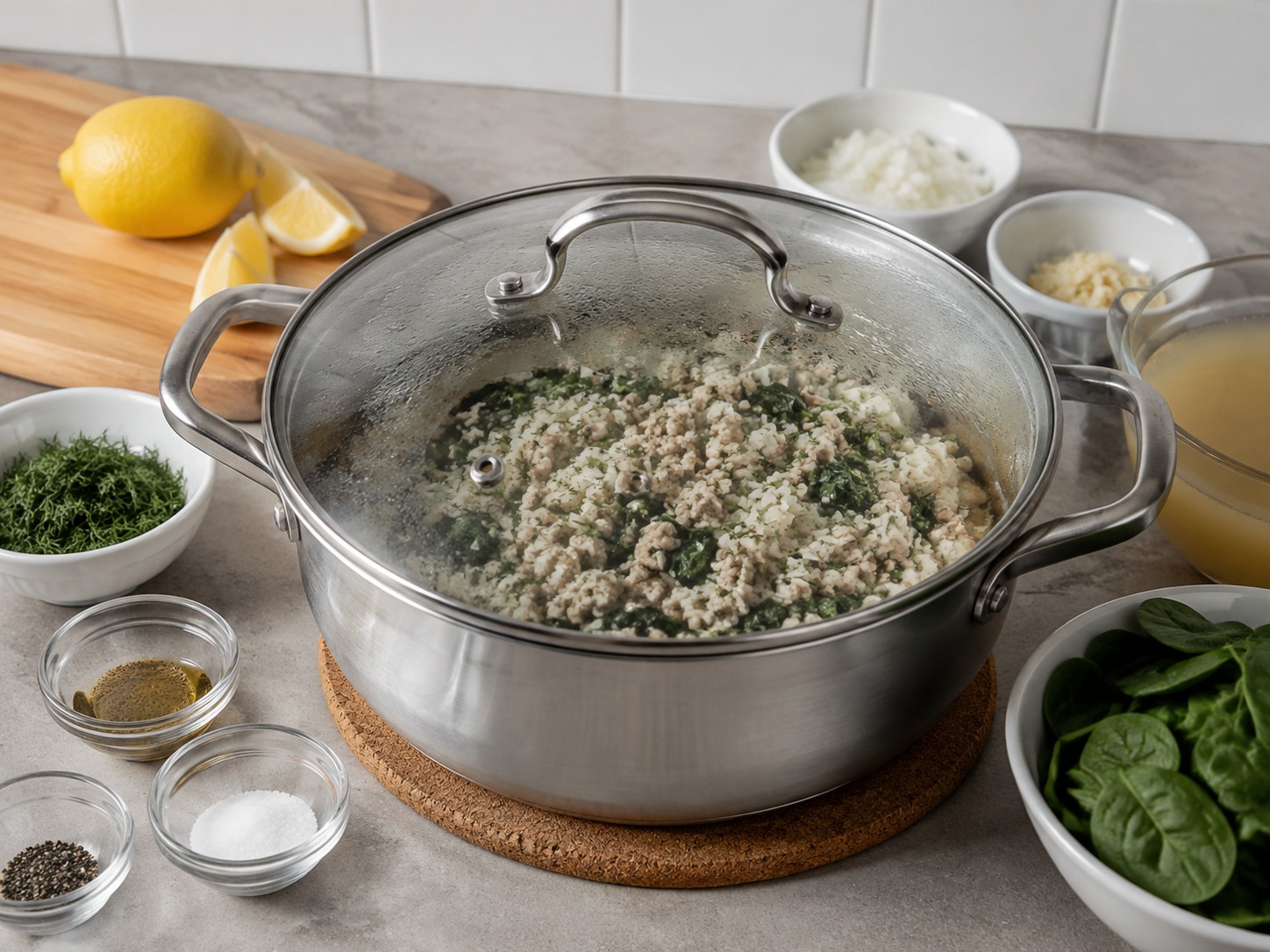 Greek Turkey, Spinach at Dill Rice — Pahingahin para masipsip ng kanin ang sabaw
