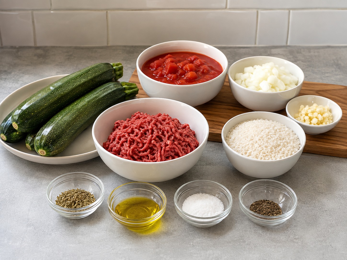 Greek Zucchini Beef Boats — ingredients overview
