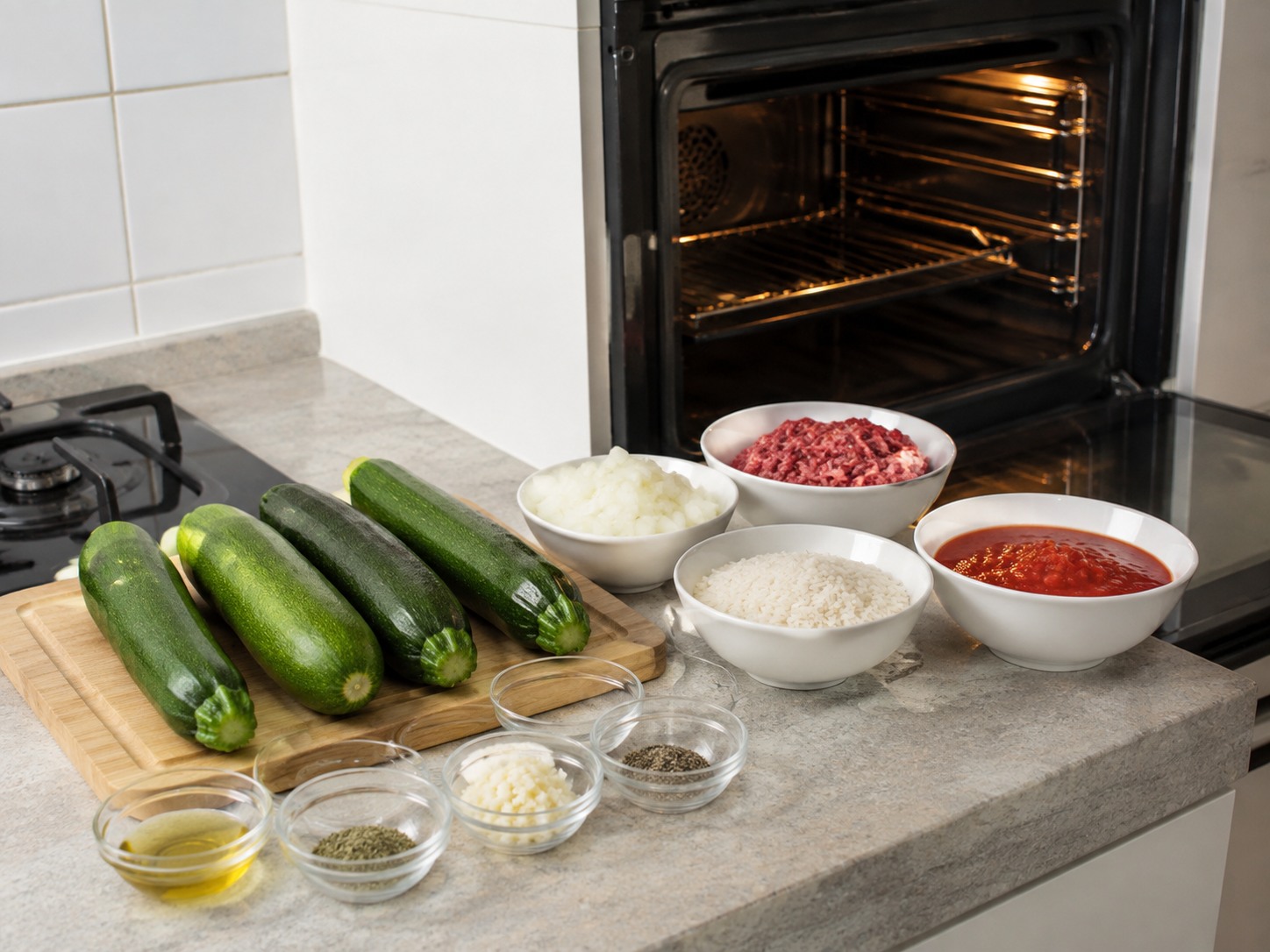 Greek Zucchini Beef Boats — Painitin ang pugon sa 190 digri Celsius