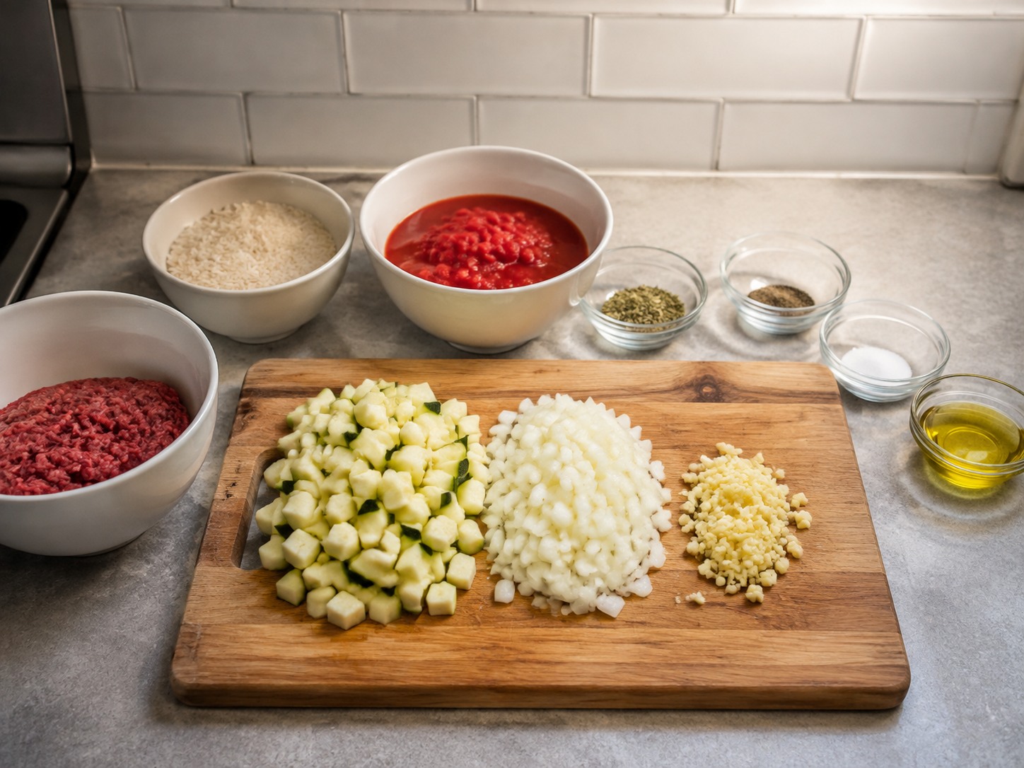 Greek Zucchini Beef Boats — Tadtarin ang laman ng zucchini, sibuyas, at bawang