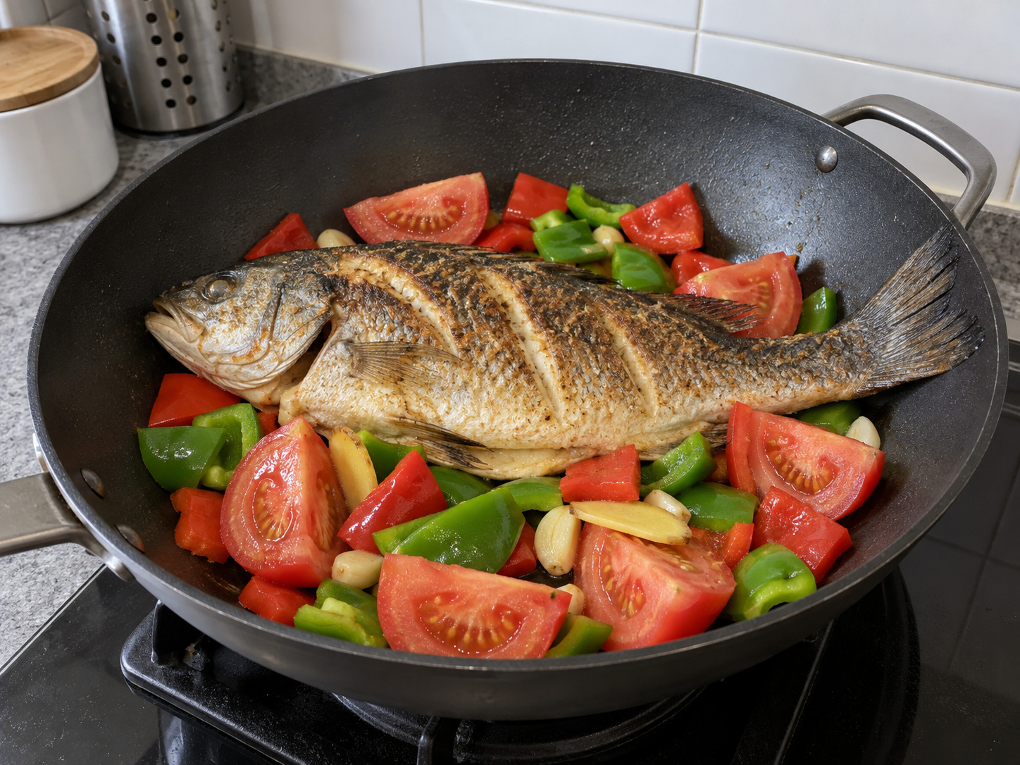 Ikan Bir Guilin — Masukkan sayuran