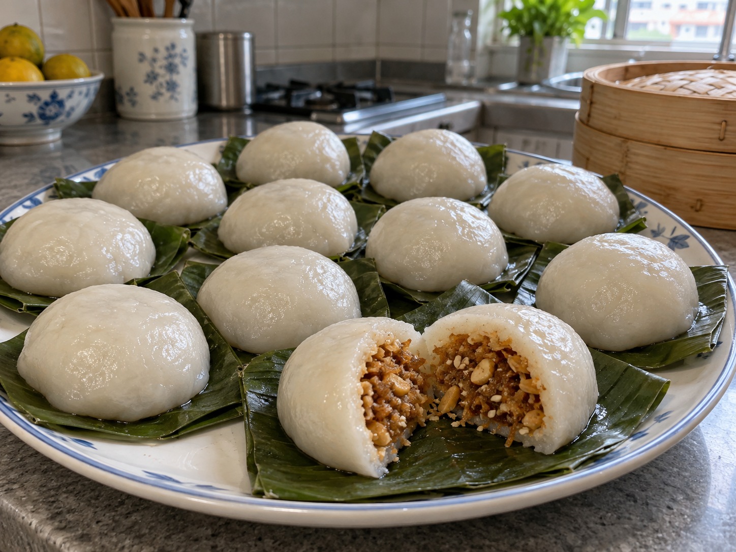 Hainanese Yi Bua na may Niyog — natapos na ulam