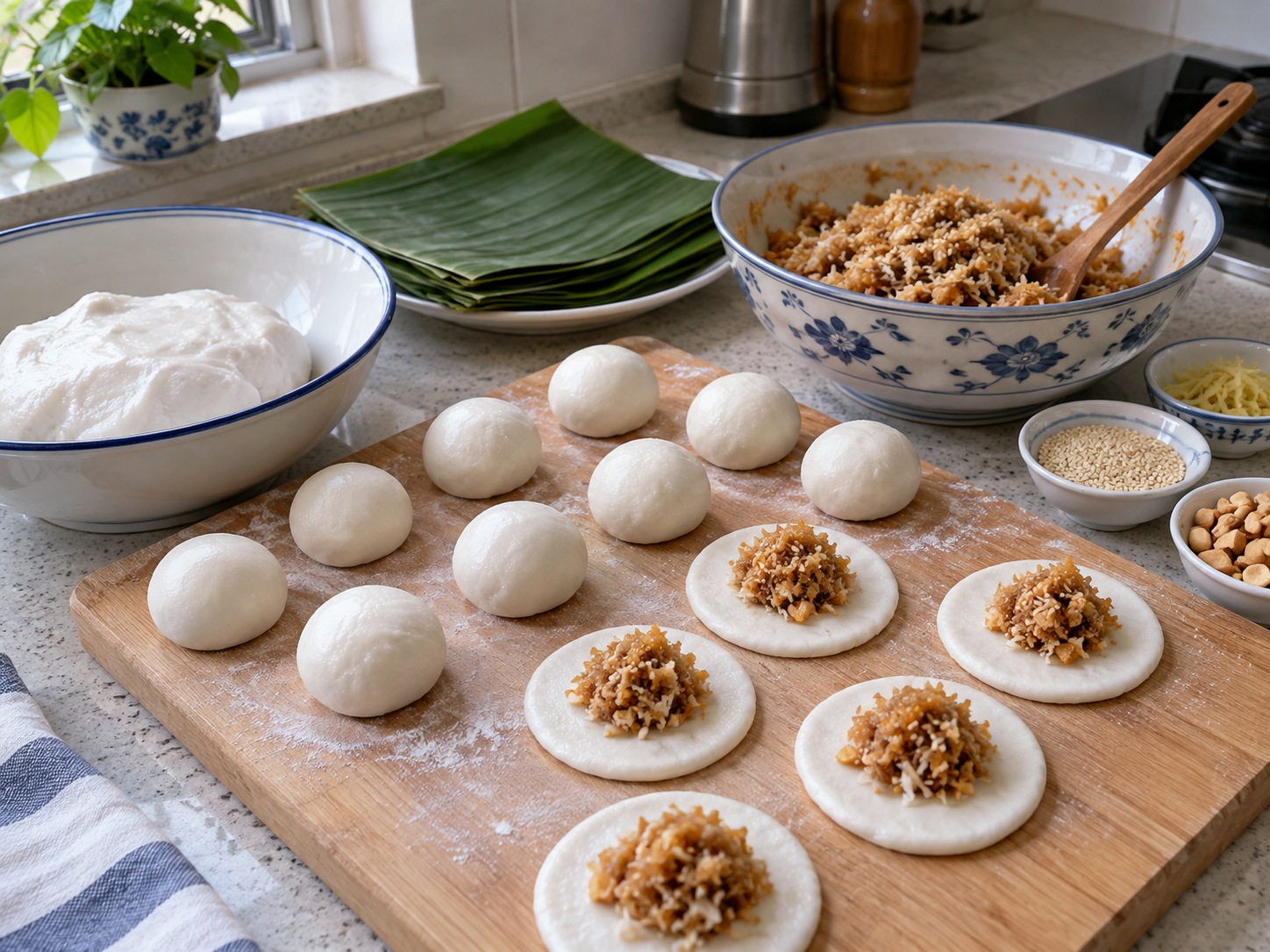 Hainanese Yi Bua na may Niyog — Hatiin sa 12 ang masa