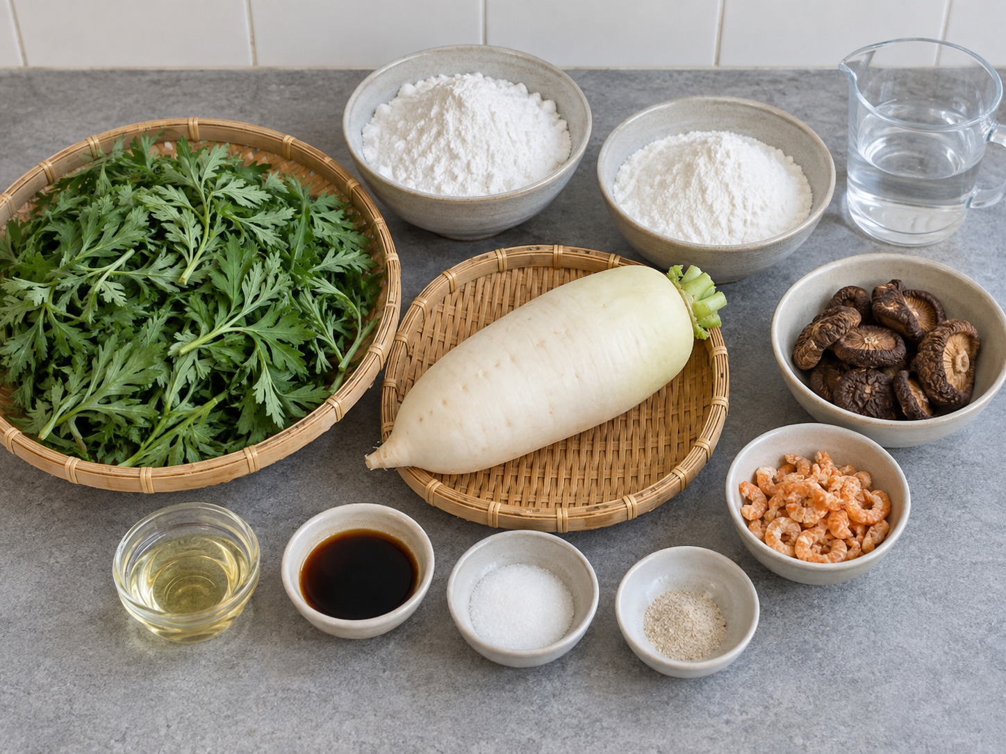 Hakka Mugwort Rice Dumplings — mga sangkap