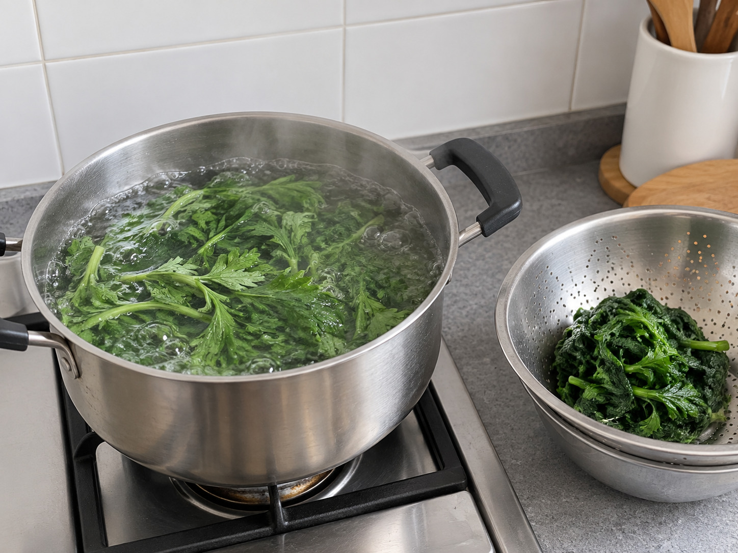 Hakka Mugwort Rice Dumplings — I-blanch ang mugwort
