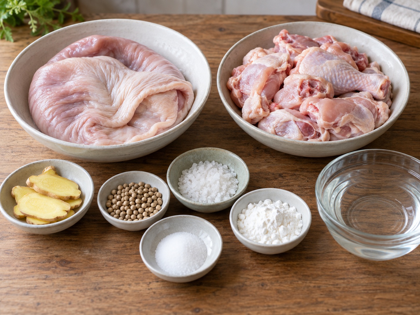Sup Ayam dan Babat Babi Hakka — bahan