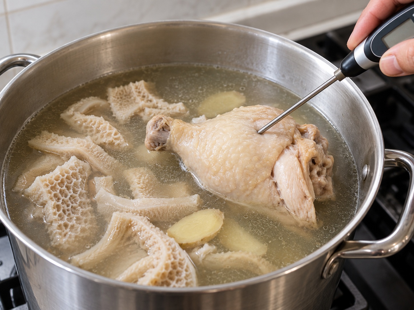 Sup Ayam dan Babat Babi Hakka — Matangkan ayam